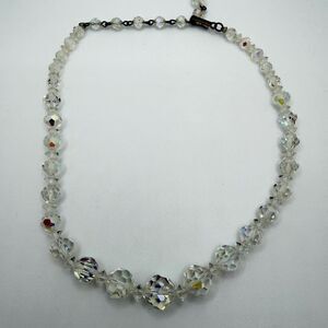 up to 15" VINTAGE LAGNUA, graduated Aurora Borealis crystal beaded necklace!